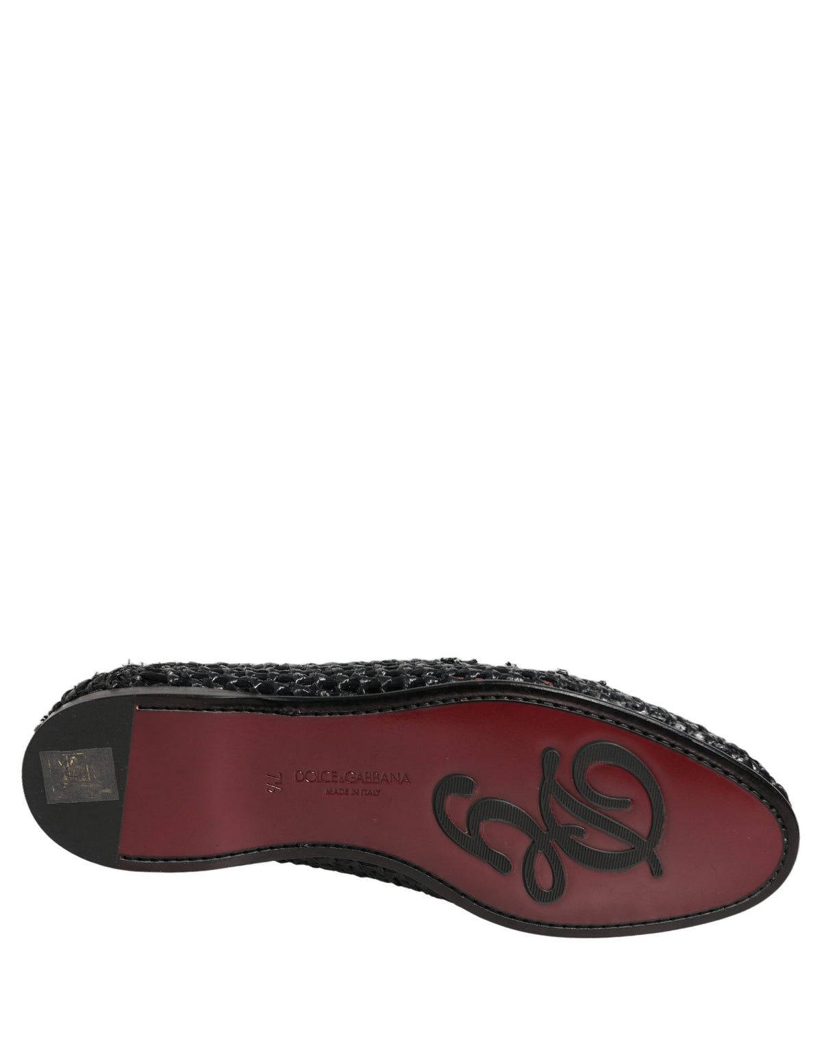 Black Woven Raffia Slip On Loafers Shoes