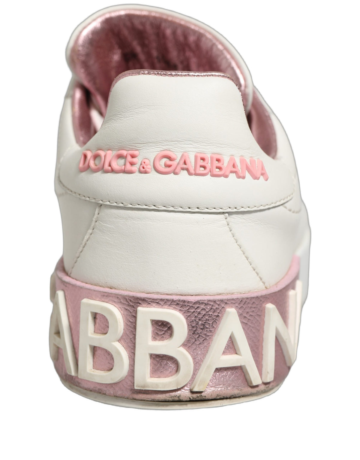 White Pink Leather Low Top Sneakers Shoes