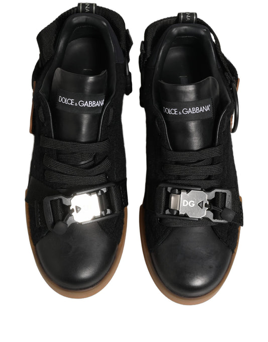 Black Leather Low Trainers Men Sneakers Shoes