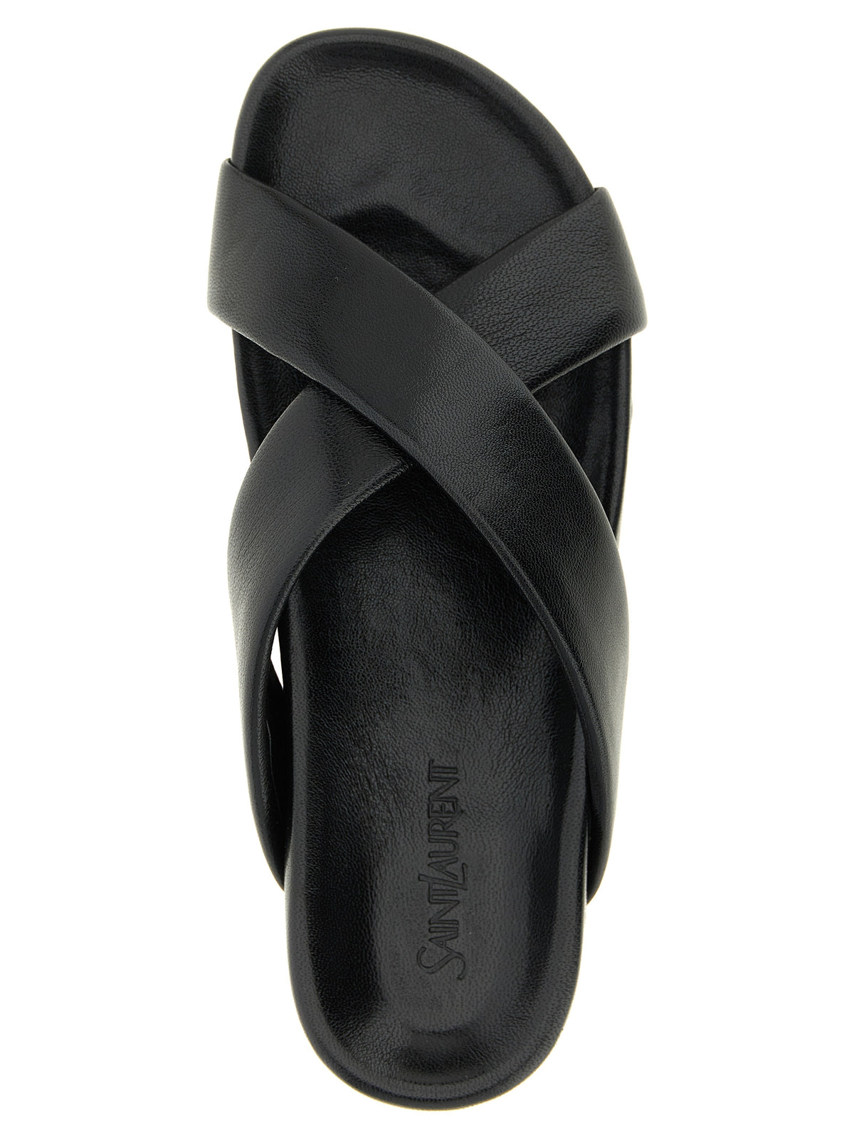 Black Lamb Leather Slides