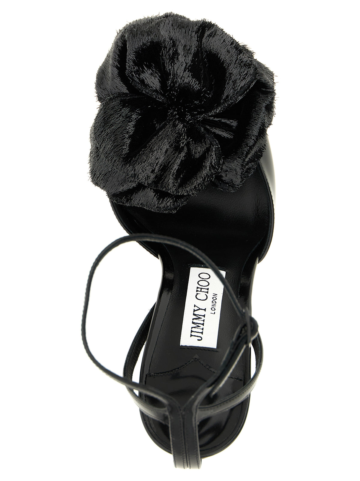 Black Leather Stiletto Heel Sandals