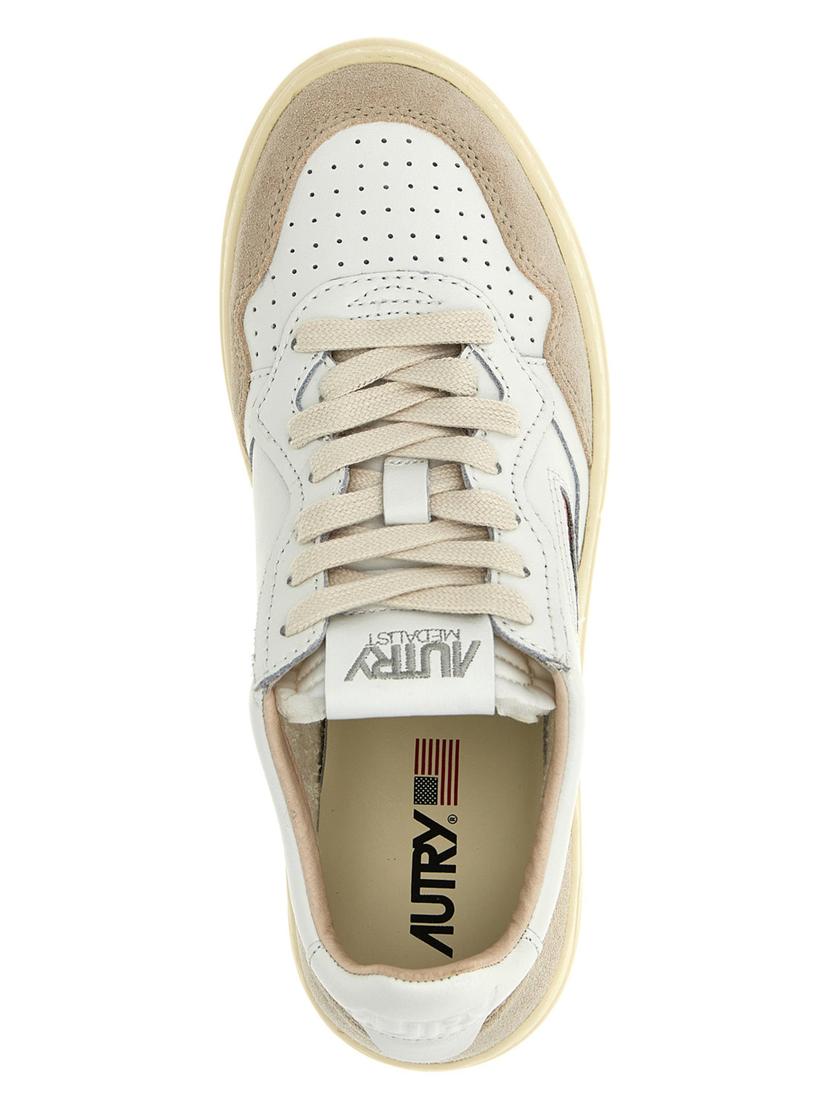 Beige Cowhide Low Top Sneakers