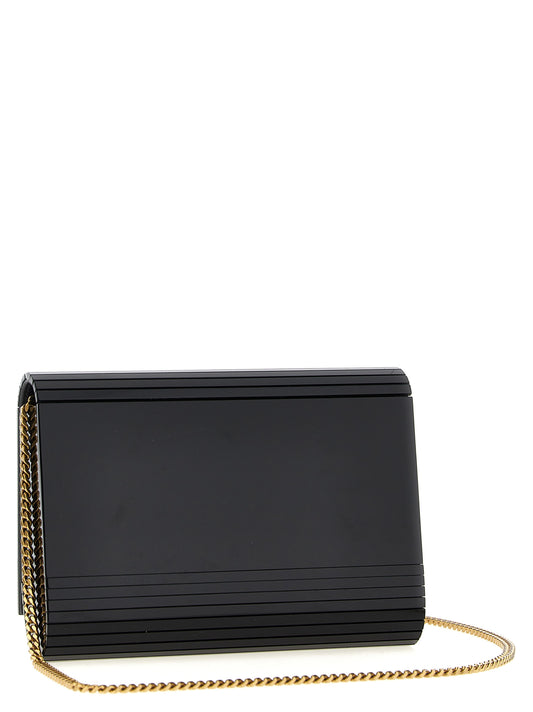 Musta pleksilaukku crossbody-hihnalla
