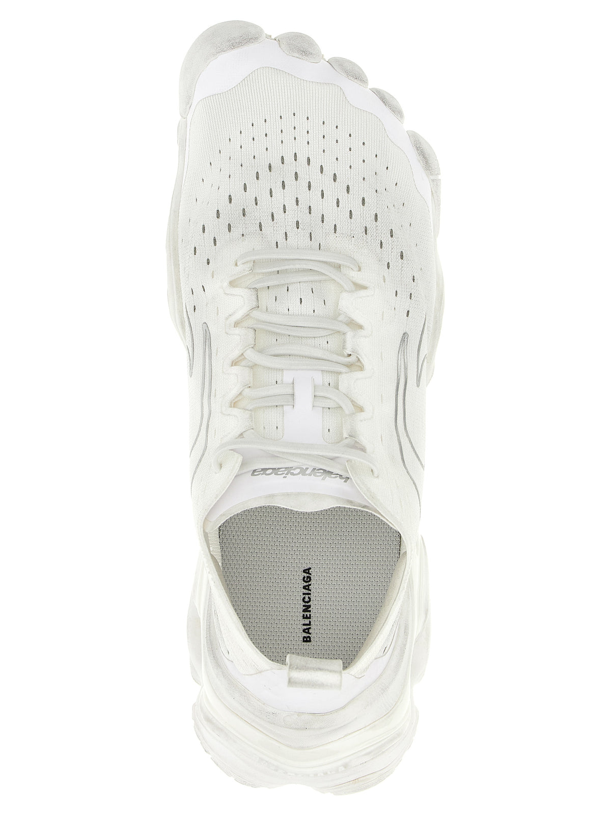White Polyester Athletic Sneakers