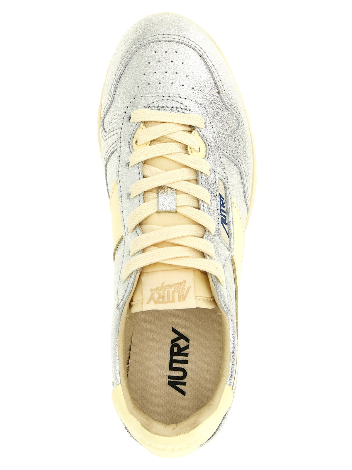 Silver Cowhide Low Top Sneakers