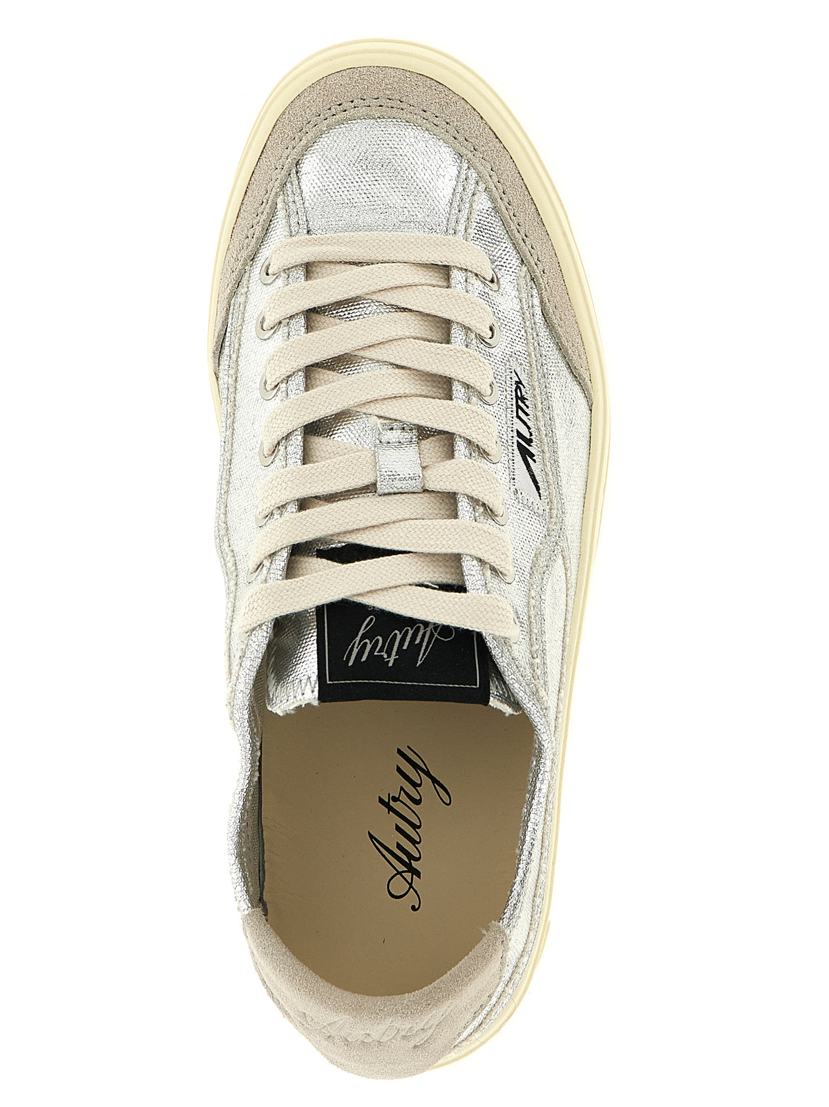 Silver Canvas Low Top Sneakers