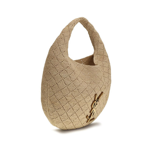 Beigenvärinen raffia-olkalaukku