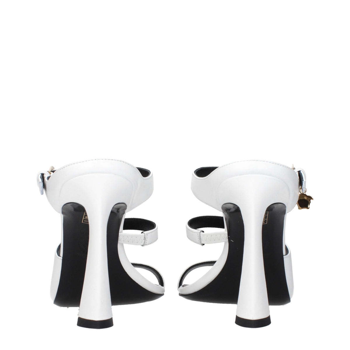 White Leather Stiletto Heel Sandals