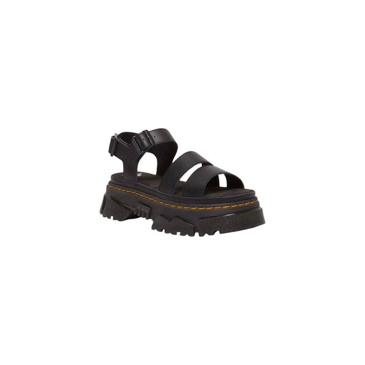 Black Leather Flat Sandals