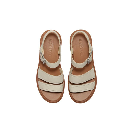 Beige Leather Platform Sandals