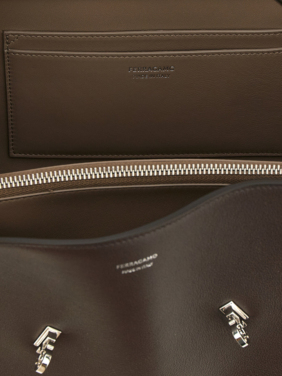 Brown Calfskin Shoulder Bag