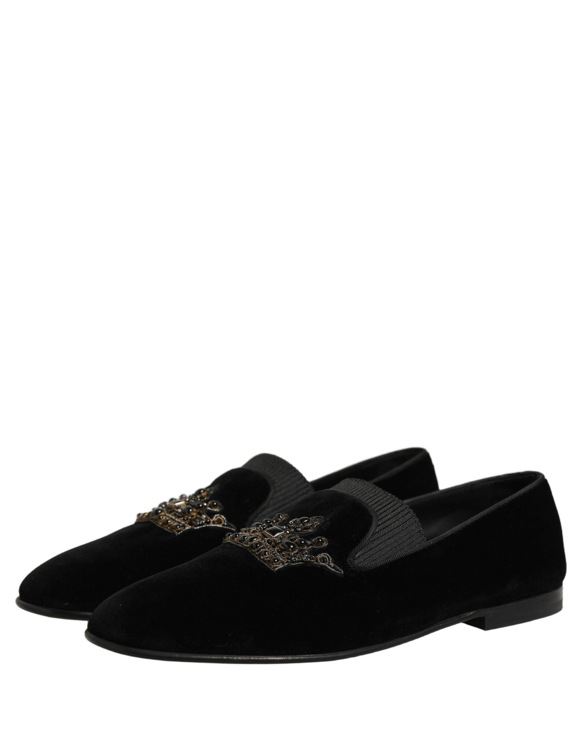 Black Crown Embellished Men Loafers Shoes