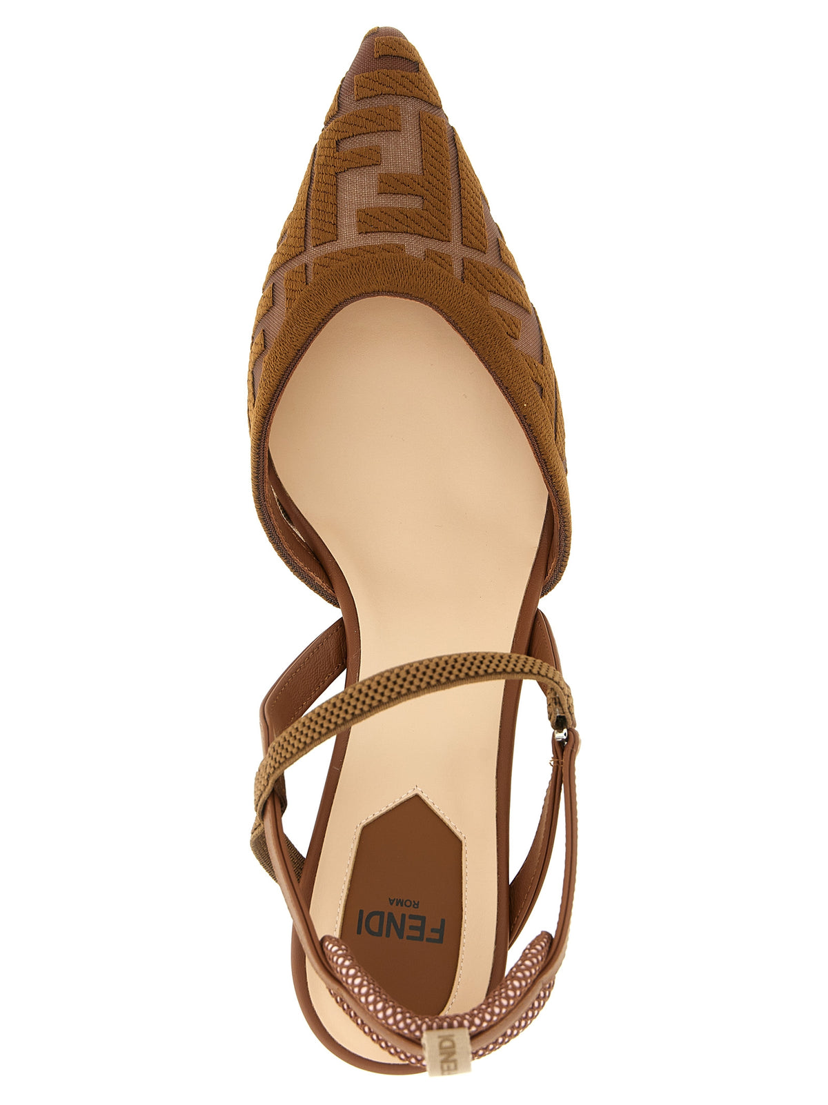 Brown Polyamide Mid Heel Pumps