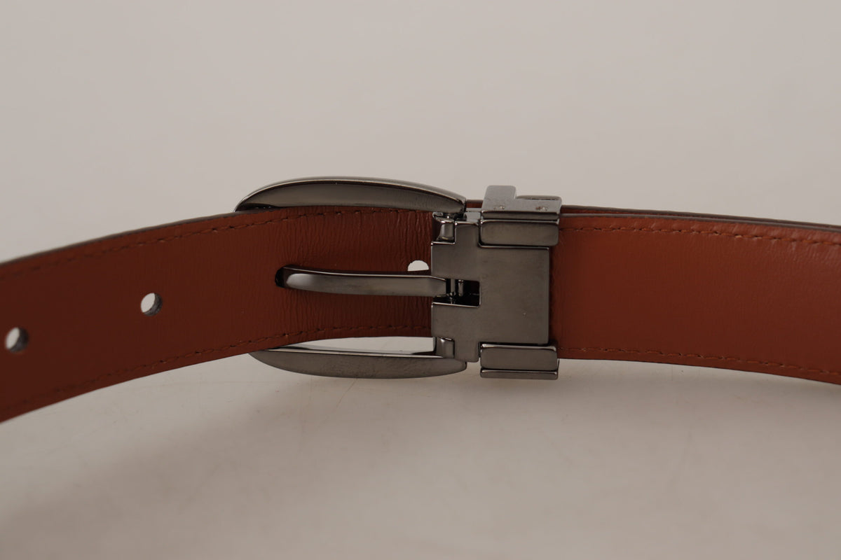Brown Leopard Embossed Leather Buckle Belt