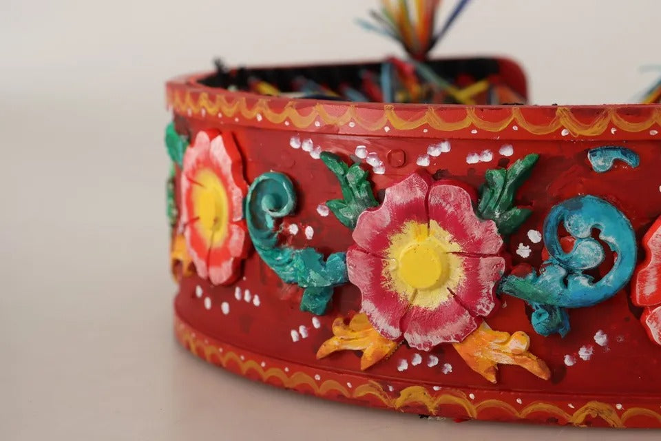 Multicolor Floral Wide Waist Carretto Belt