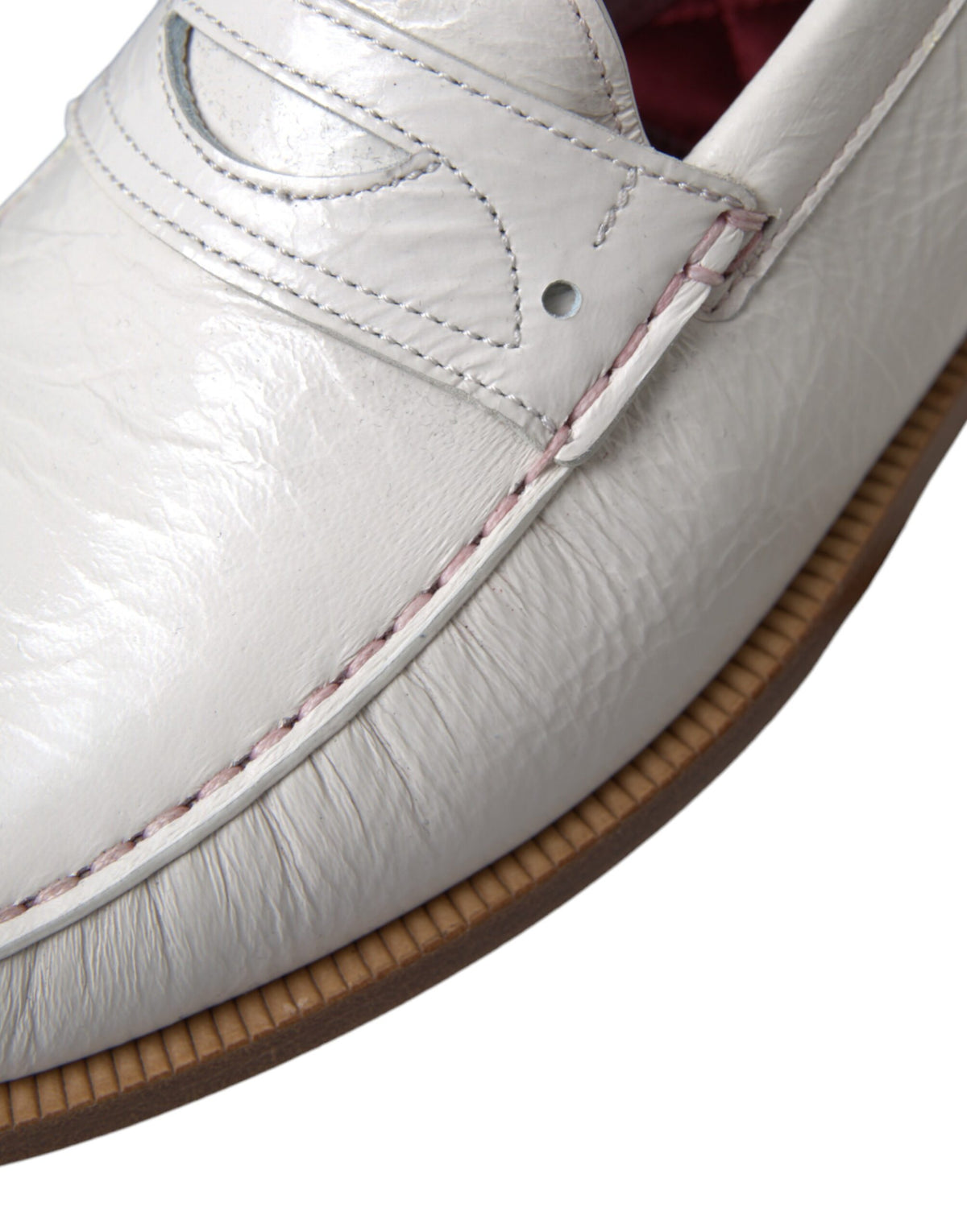 White Leather Slip On Mocassin Loafers Shoes