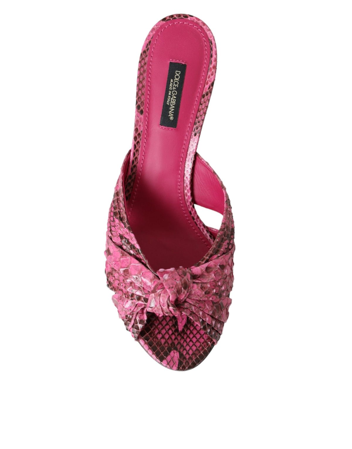 Pink Exotic Leather Kitten Heels Slides Shoes
