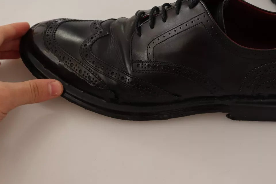 Black Leather Brogue Oxford Dress Shoes
