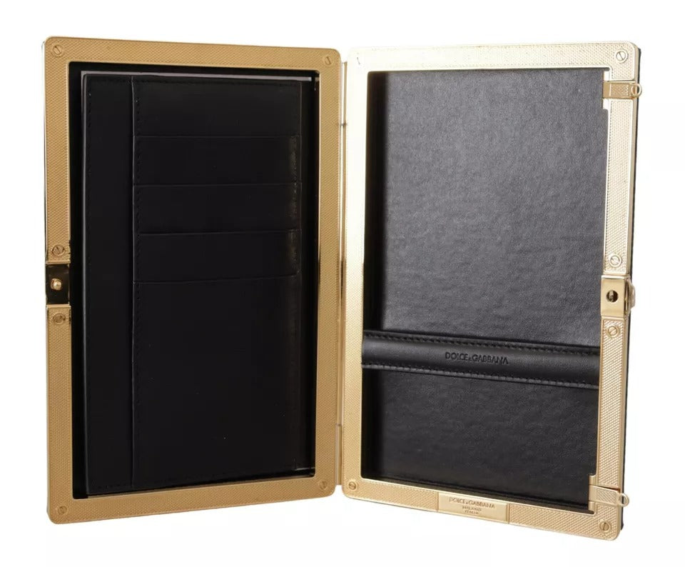 Black Silk Gold Frame Clutch Evening Party Purse Bag