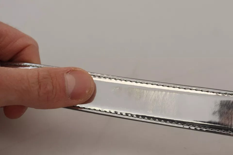 Silver Leather Metal Buckle Belt