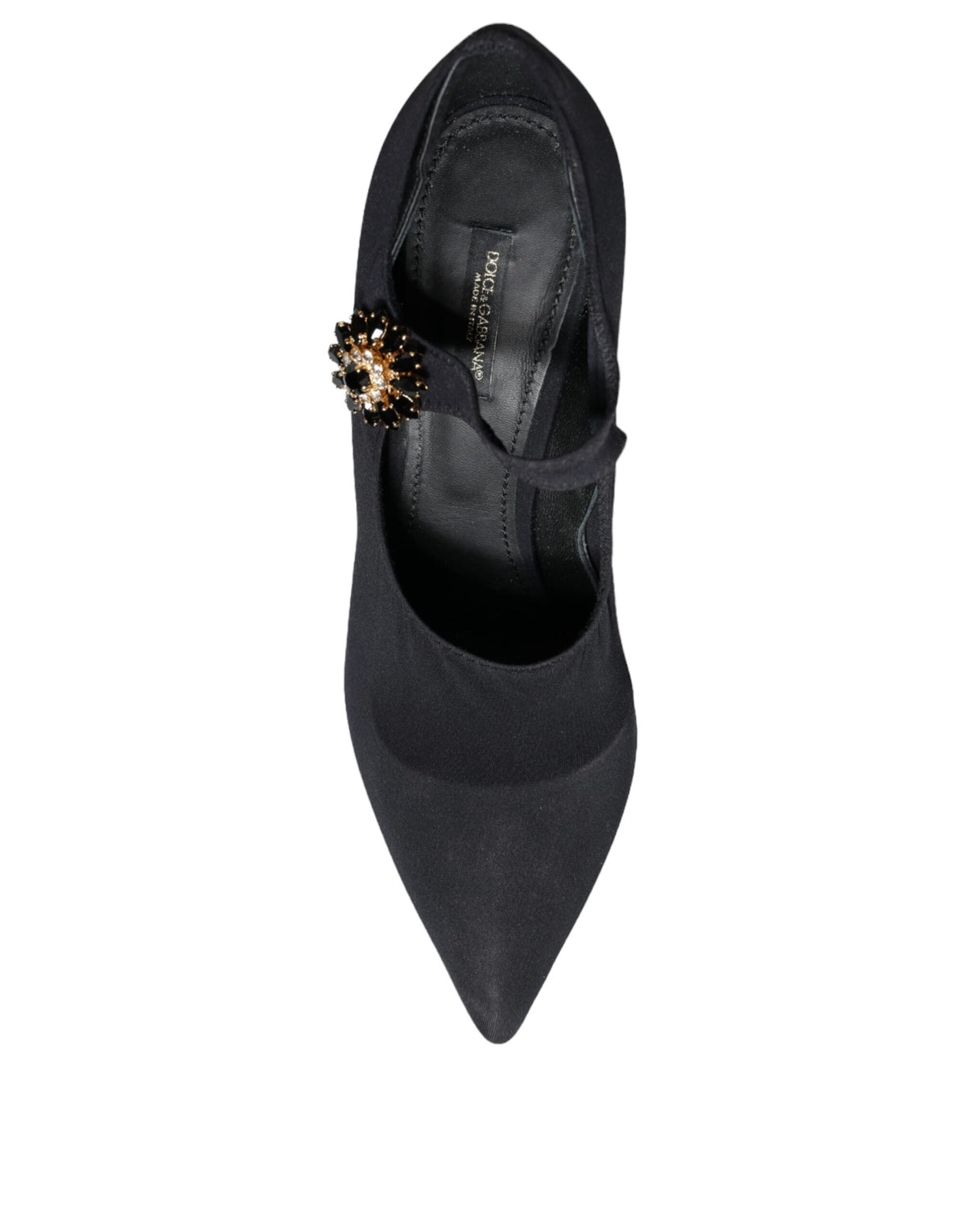 Black Mary Jane Jersey Crystal Pumps Shoes