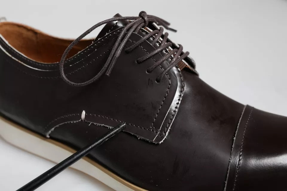 Black White Leather Lace Up Men Dress Formal Shoes