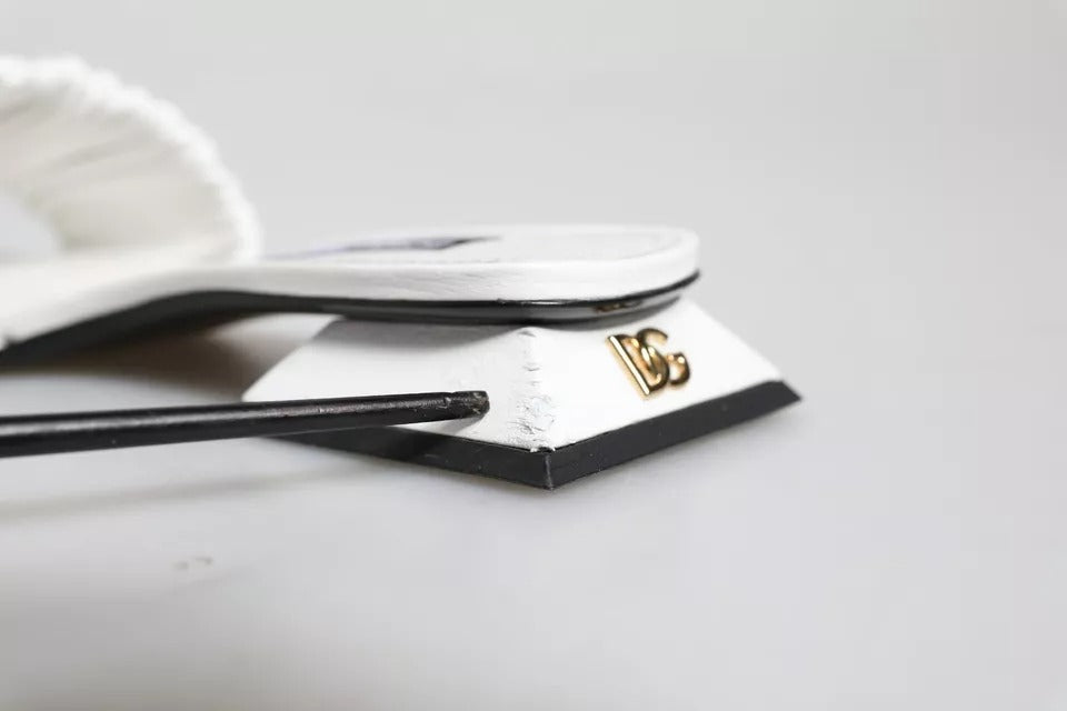White Leather Slides Flats Sandals Shoes