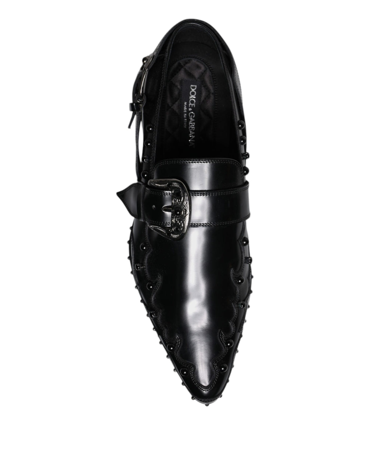 Black Embellished Derby Monk Strap Shoes