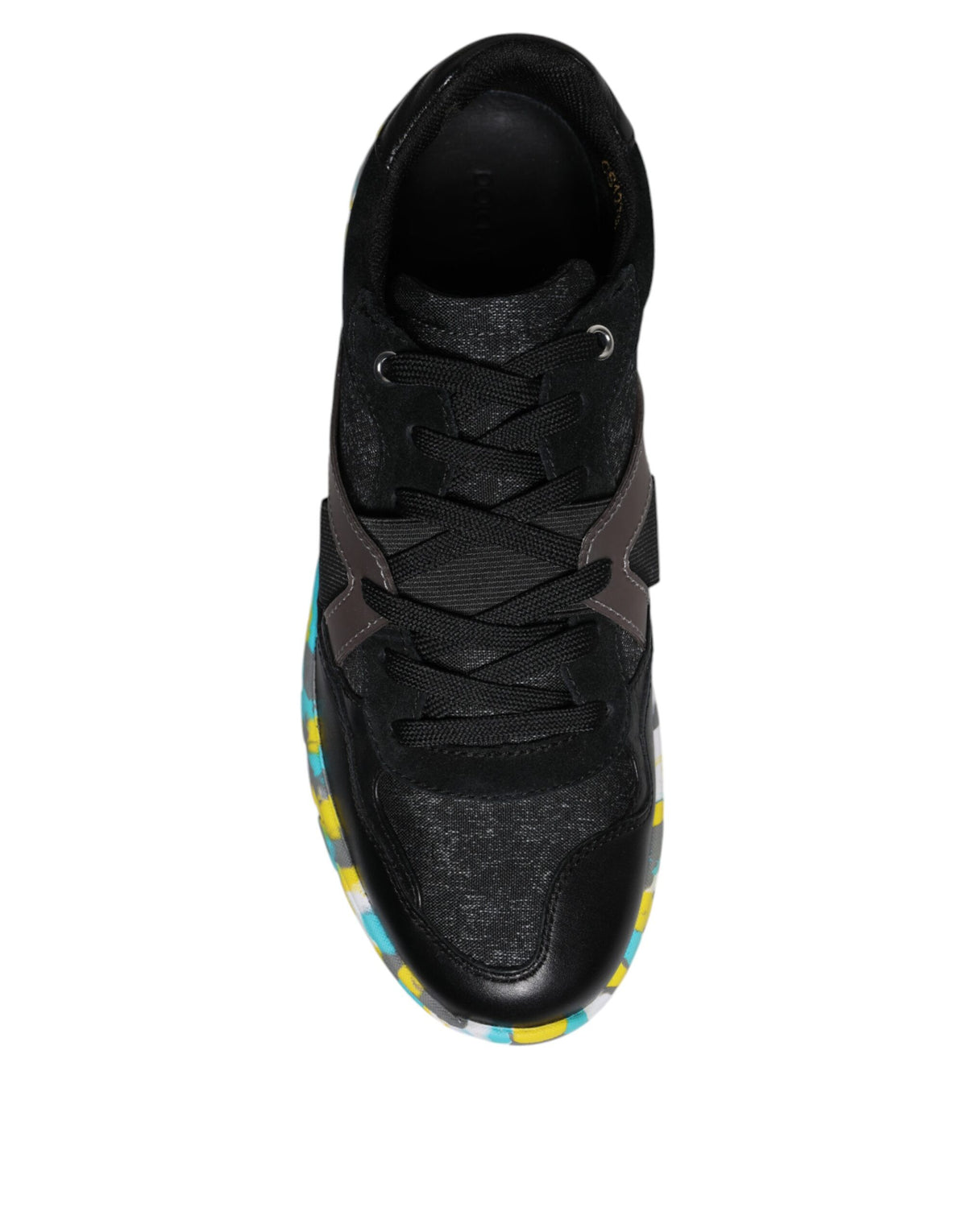 Black Polyester Low Top Men Sneakers Shoes