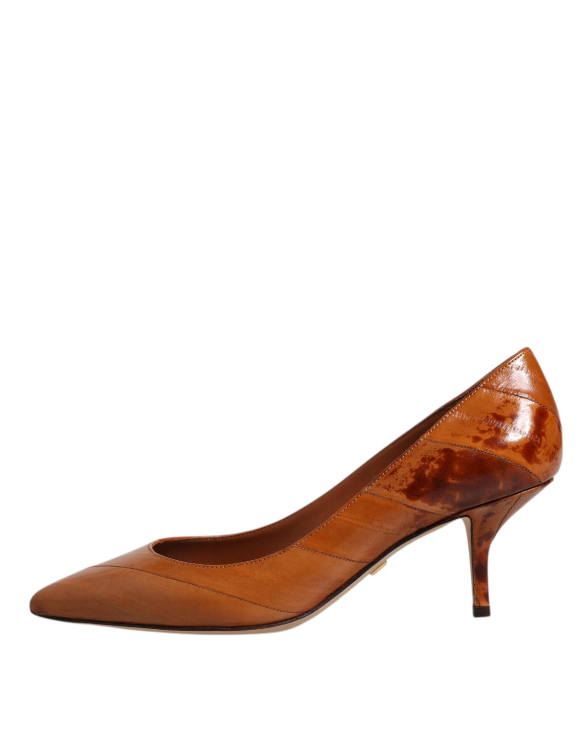 Brown Leather Kitten Heels Pumps Shoes