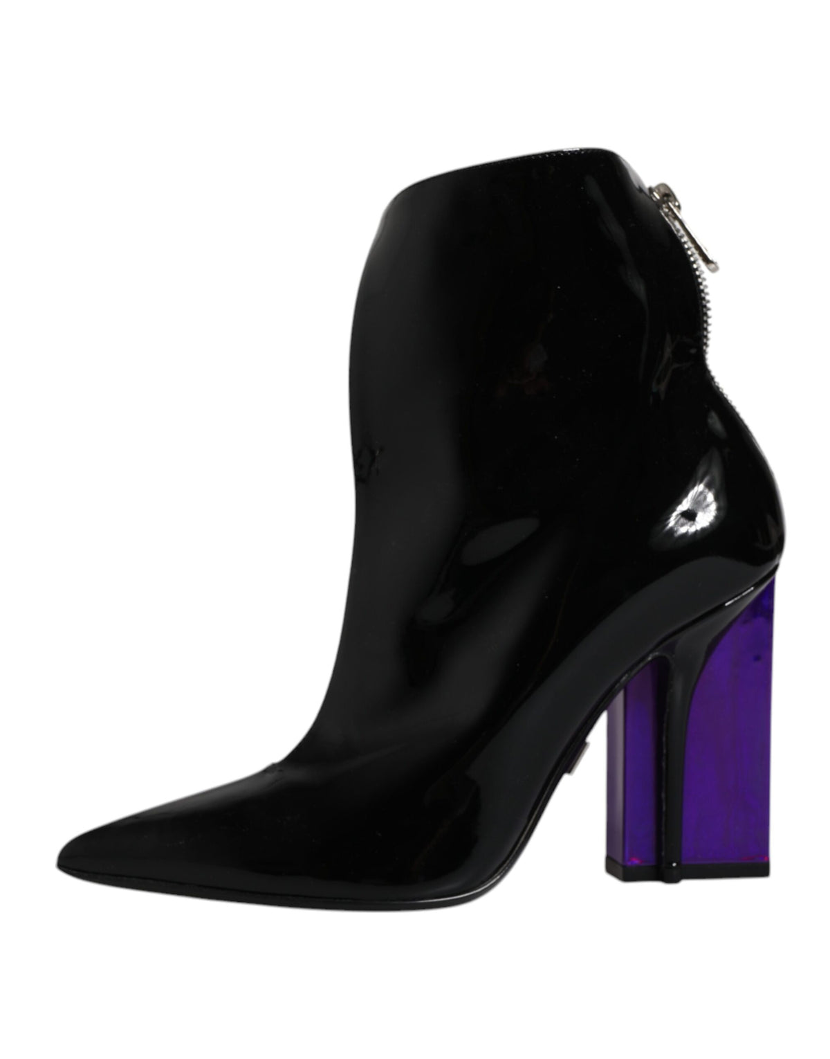 Purple Black Pointed Ankle Boots Shoes