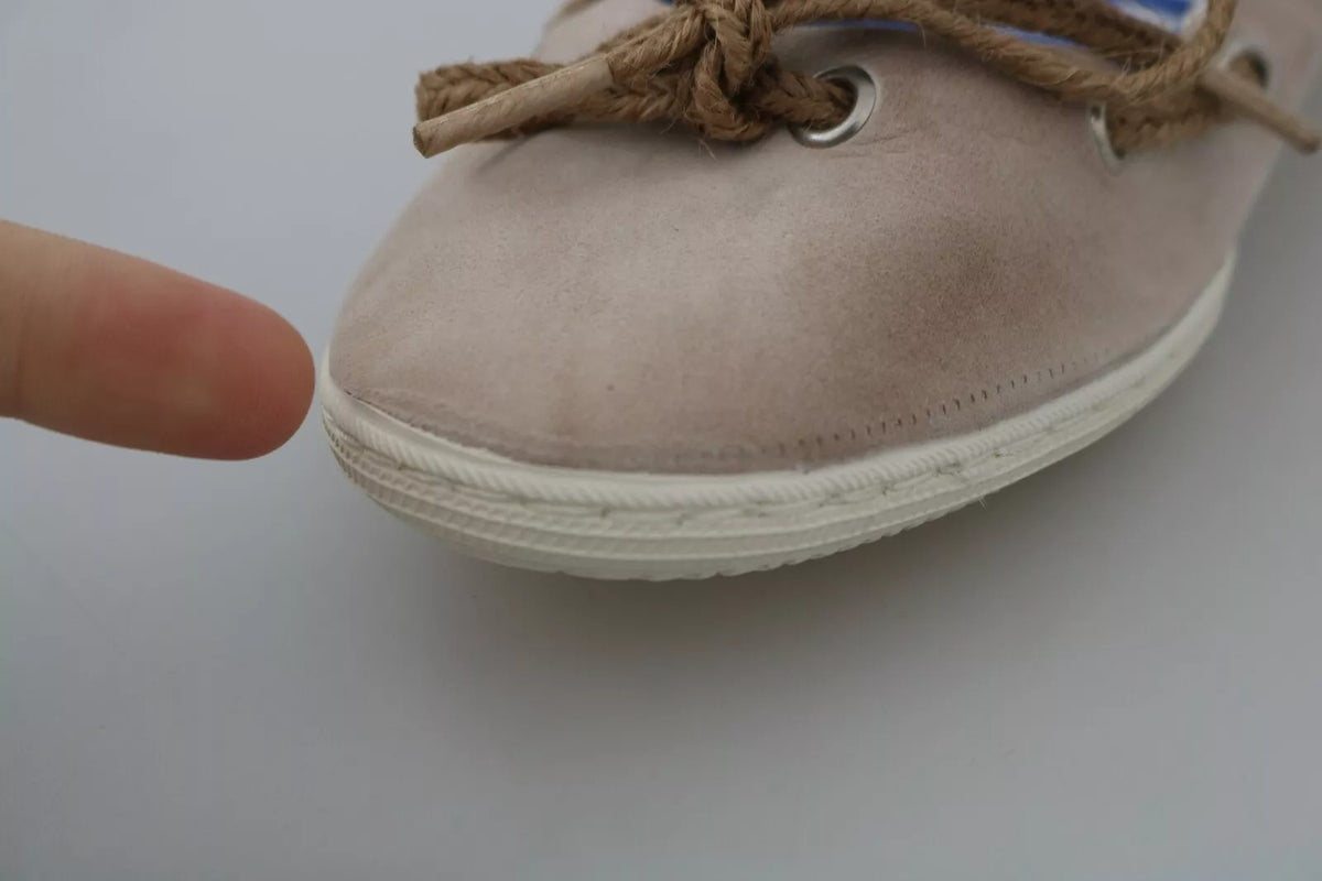 Beige Suede Lace Bow Loafers Ballet Flat Shoes