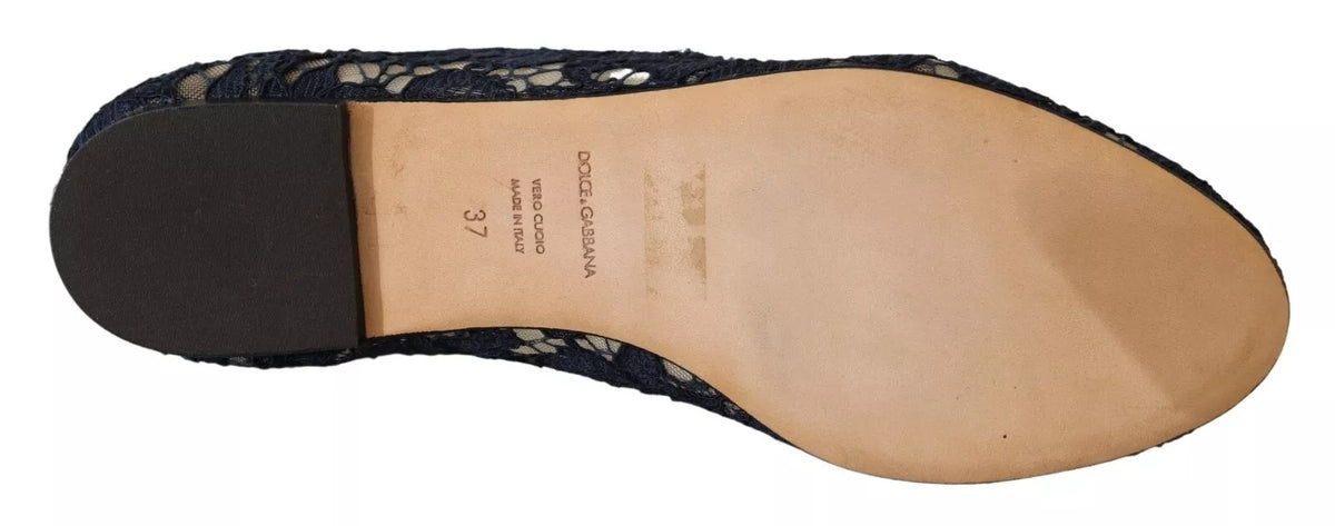 Blue Crystal Loafer Lace Ballet Flats Shoes