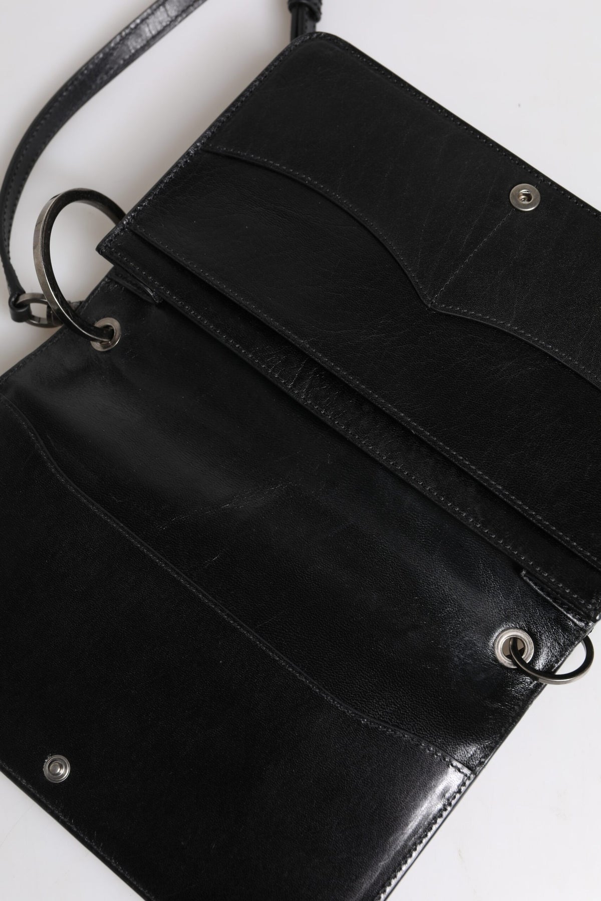 Black Leather Logo Purse Shoulder Crossbody Bag