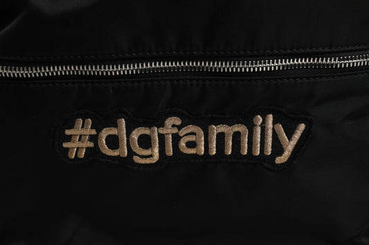 Black Nylon #DGFAMILY Embellished Backpack VULCANO Bag