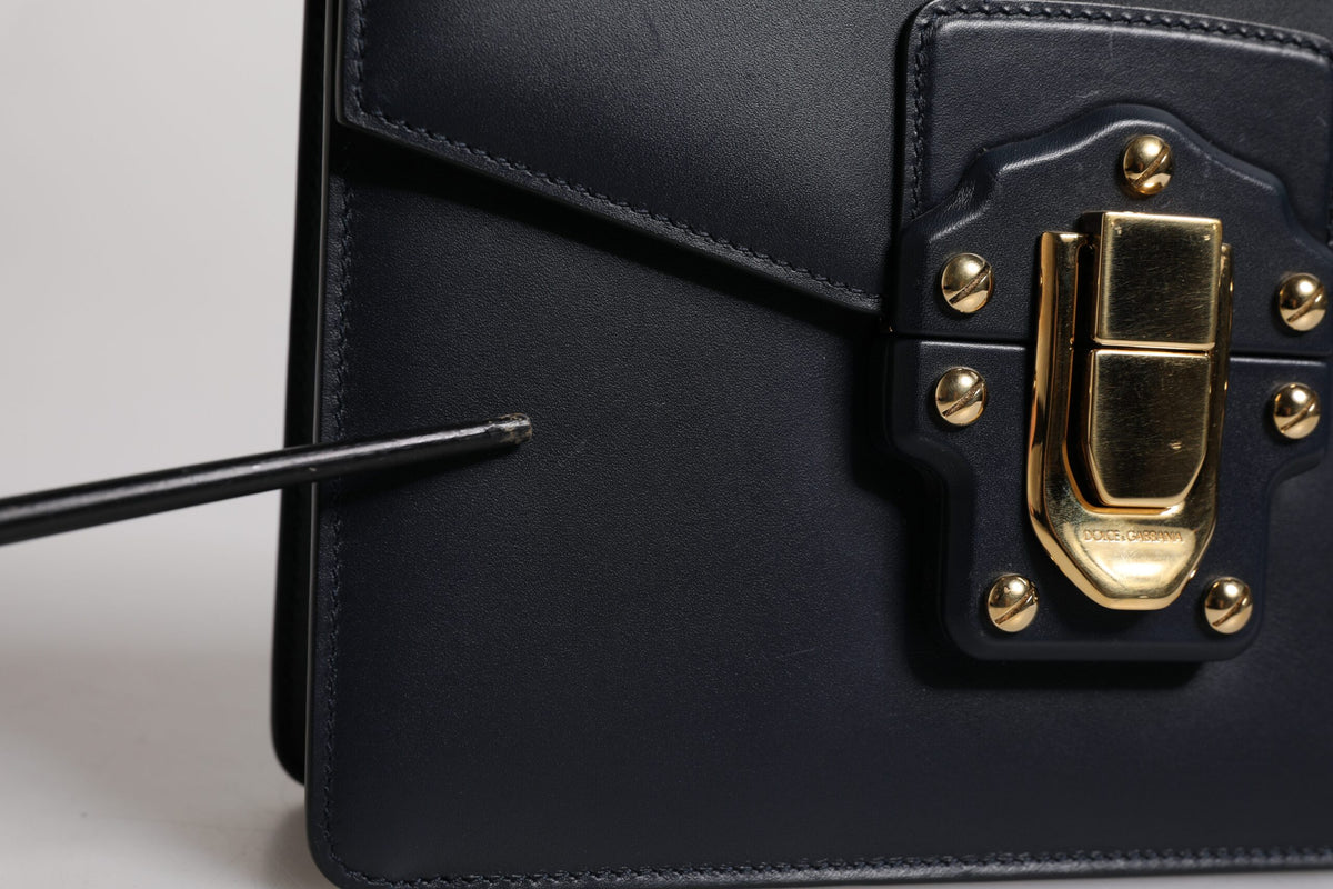 Black Calfskin Leather Shoulder Strap Bag