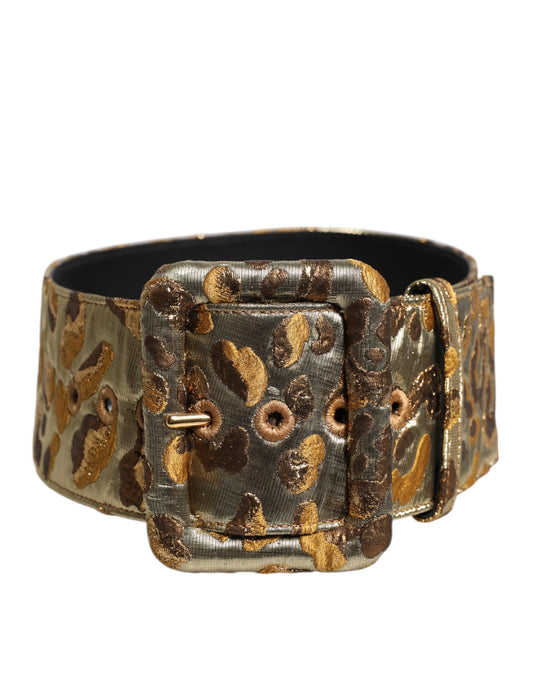 Gold Spotted Jacquard Fabric Wide Waist Belt