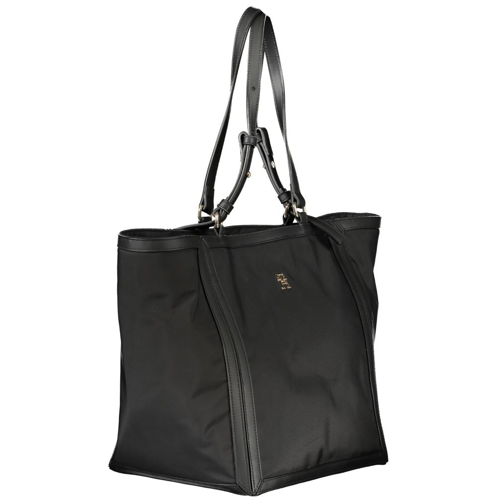 Black Polyester Women Handbag