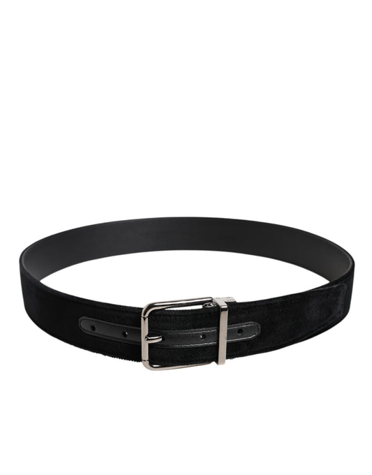 Black Cotton Silver Metal Buckle Belt