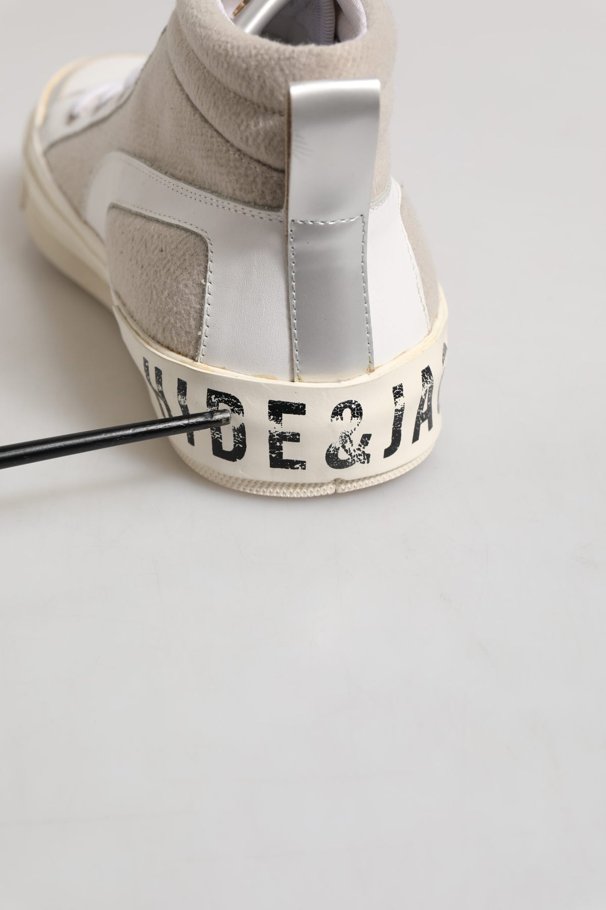 White Beige Lace Up Mid Top Casual Sneakers Shoes