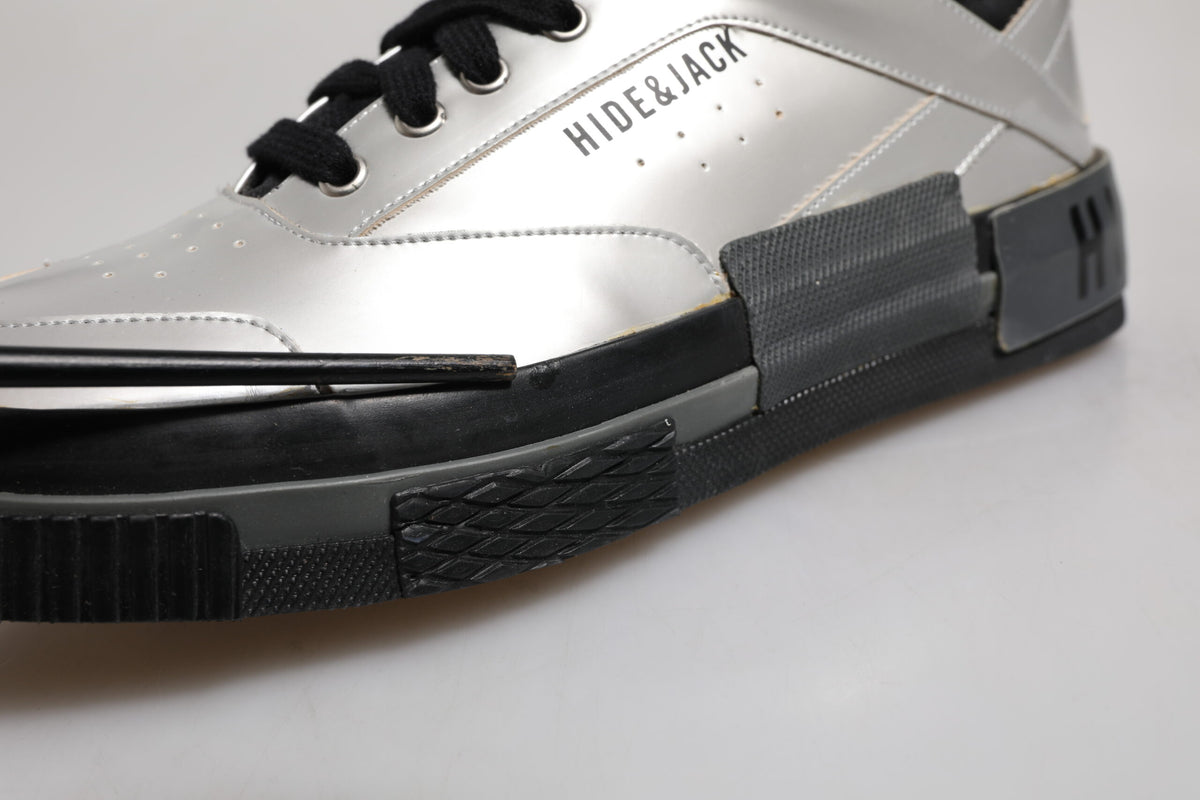 Metallic Silver Low Top Lace Up Sneakers Shoes