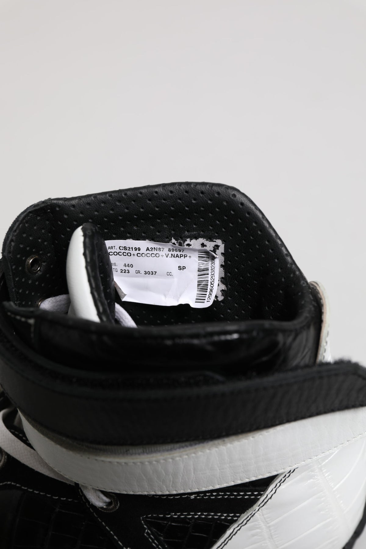 Black White Leather High Top Sneakers Shoes