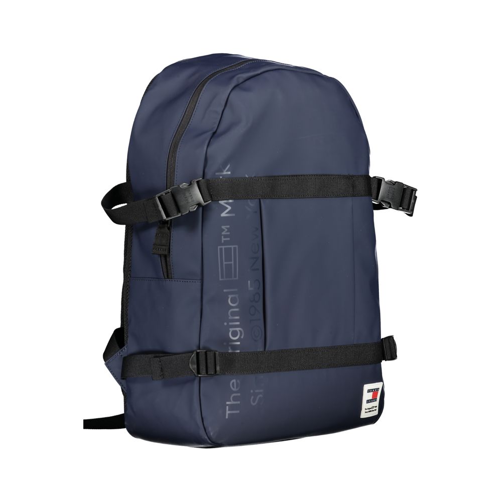 Blue Polyurethane Men Backpack