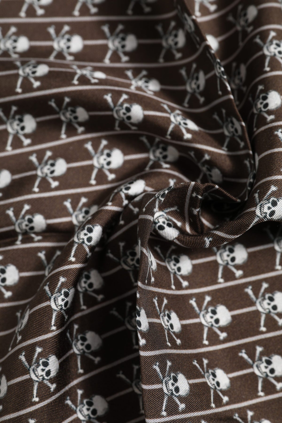 Brown Skull Silk Square Men Foulard Scarf