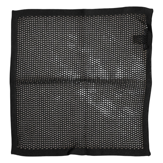 Black Patterned Cotton Square Foulard Scarf