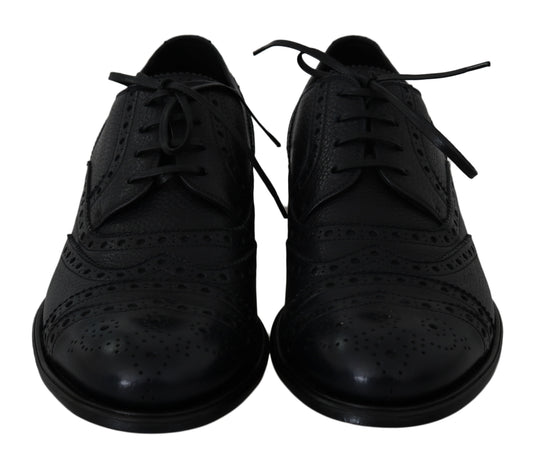 Blue Leather Wingtip Oxford Dress Shoes