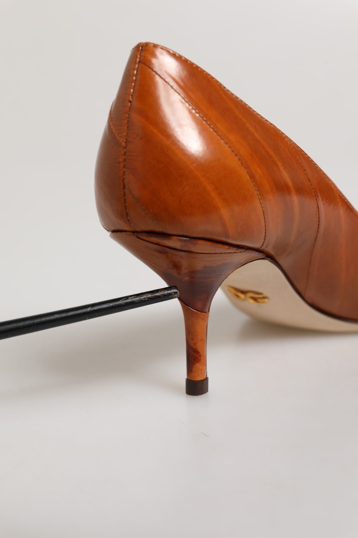 Brown Leather Stiletto Heel Pumps Shoes