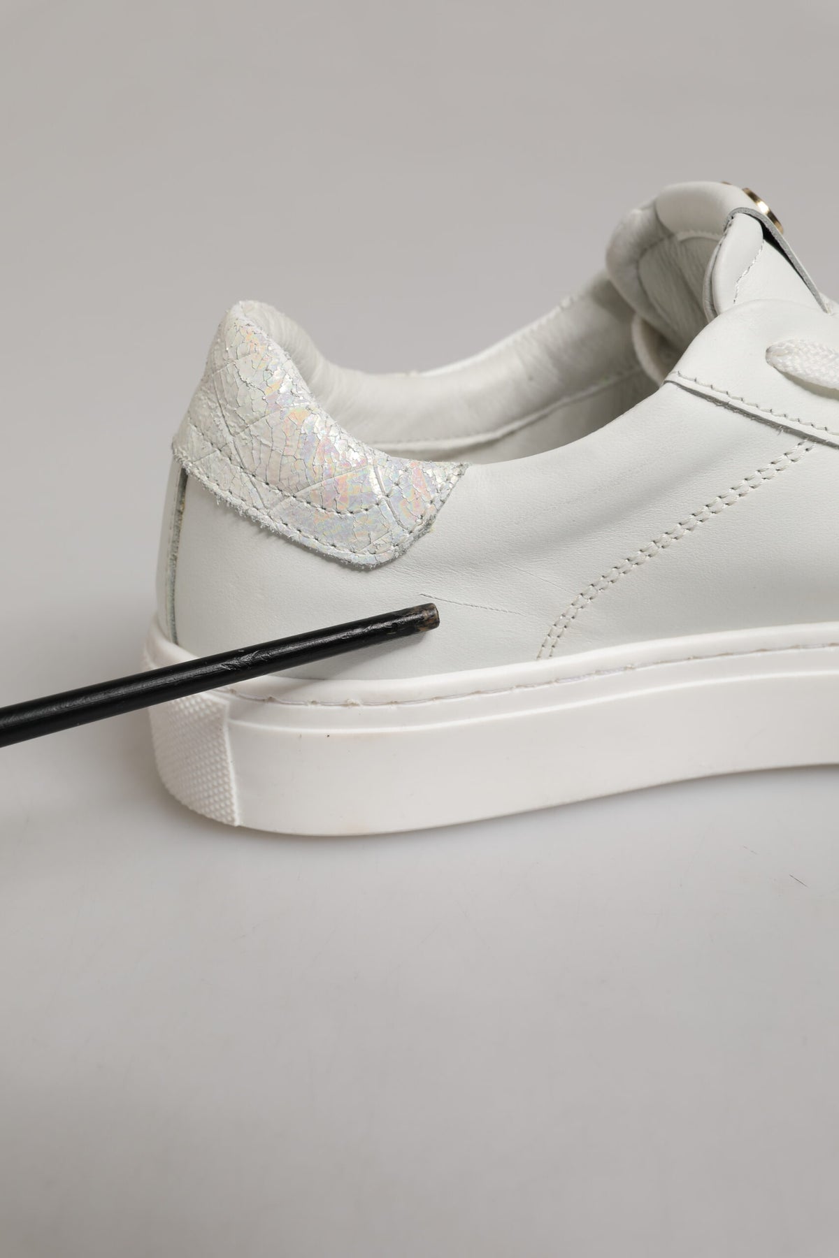 White Leather Low Top Lace Up Sneakers Shoes