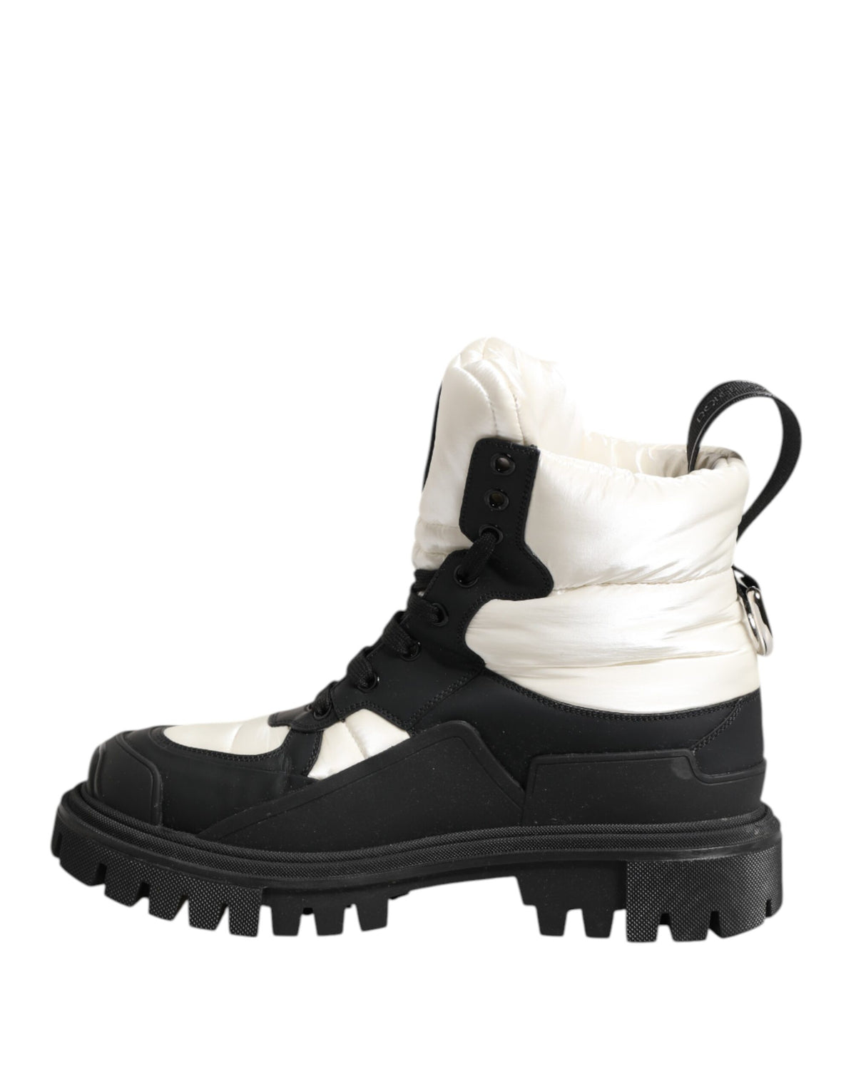 Black White Padded Lace Up Short Boots Shoes