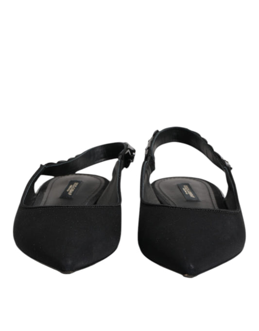 Black Crystal Charmeuse Slingback Shoes
